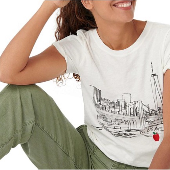 J.‎ Crew The Big Apple 🍎 Graphic Tee Shirt Brooklyn Bridge New York City Large - Picture 7 of 10